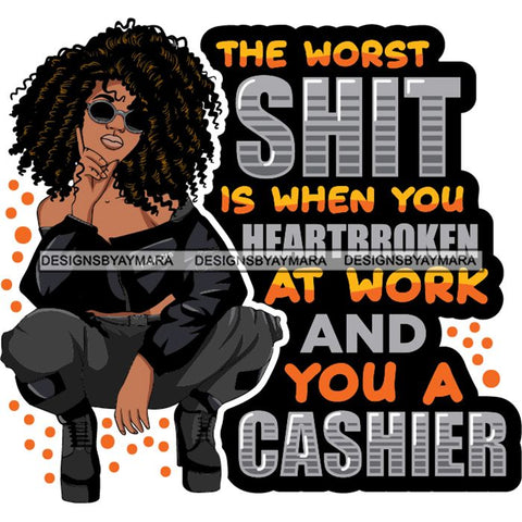 Afro Lola Squatting Bad Ass Life Quotes Confident Lady .SVG Clipart Vector Cutting Files