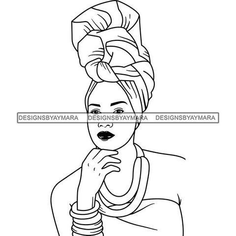 Afro Lady Black Goddess Melanin Turban Head-wrap Dark Latina Morena SVG Files For Cutting and More!