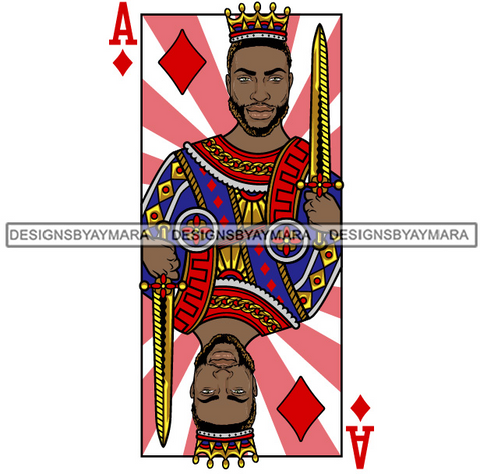 Ace King Man Royalty Blackjack Casino Card Game Attractive Black Man Bearded Hipster Male Guy Hombre Macho Manly SVG Files For Cutting