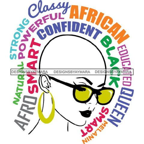 Afro Powerful Woman Life Quotes Unapologetic Strong Independent Educated Smart Queen SVG Cutting Files