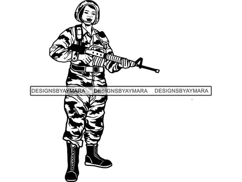 Military Woman USA Proud Melanin SVG Cut Files