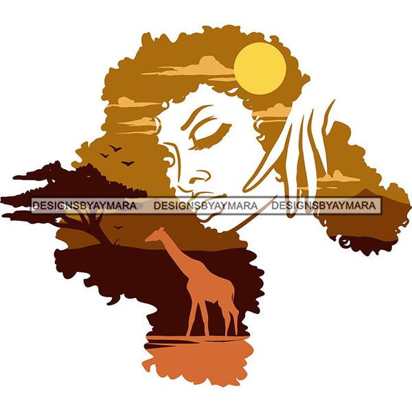 Sensual African Silhouette Goddess Safari Africa Nature Exotic Culture SVG Cutting Files.