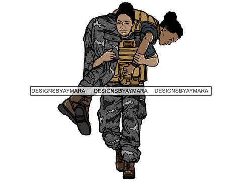 Military Woman USA Proud Melanin PNG Files For Print Not For Cutting