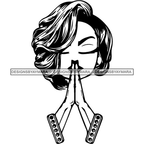 Afro Lola Praying Begging Asking God Lord Faith Strength .SVG Vector Clipart Cutting Files For Silhouette Cricut and More!