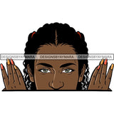 Afro Woman Peeking Peek-a-Boo I see You Melanin Pretty Half Face PNG File For Print Not For Cutting