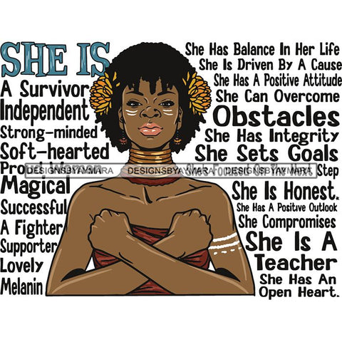 Afro Woman She's Successful Quotes SVG Files For Cutting and More!