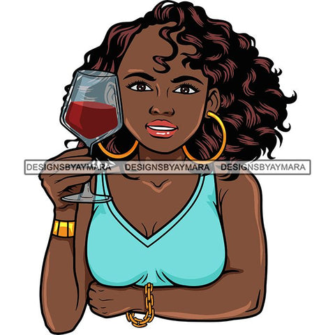 Afro Lola Drinking Wine Life Relax Chilling.SVG Cutting Files For Silhouette and Cricut and More! Unique Graphics!