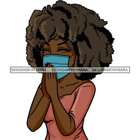 Black Woman Praying God Quotes Face Mask Begging Prayers Save Life Mujer Orando a Dios SVG Vector Clipart Cutting Files