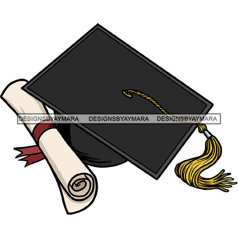 Graduation Achievement Hard Work Diploma Success Robe Cap Certificate College SVG Cutting Files