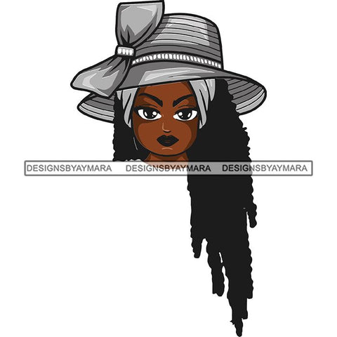 Afro Lola Wearing Hat Church Lady .SVG Clipart Vector Cutting Files