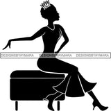 Black Afro Queen Silhouette Style SVG Cut Files