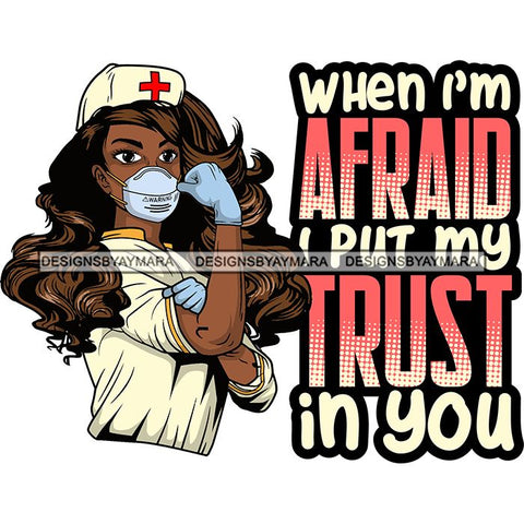Afro Lola Nurse Doctor Save Life Hero Quotes Wearing Mask Protection Flexing Strong Medical Occupation SVG Cutting Files