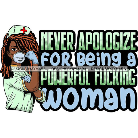 Afro Lola Nurse Doctor Save Life Hero Quotes Wearing Mask Protection Flexing Strong Medical Occupation SVG Cutting Files