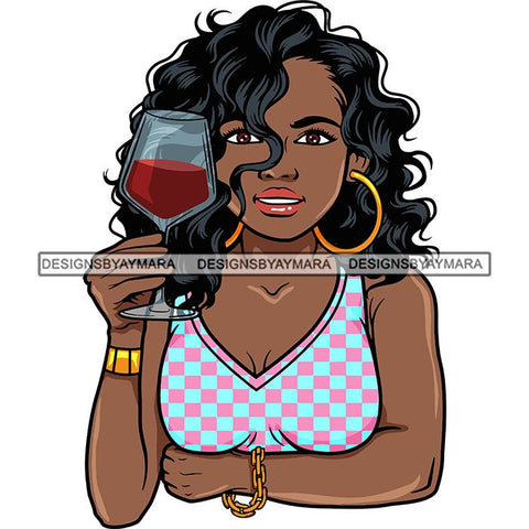 Afro Lola Drinking Wine Life Relax Chilling.SVG Cutting Files For Silhouette and Cricut and More! Unique Graphics!