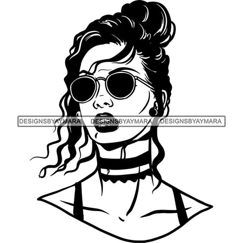 Ebony Afro Woman Nubian Melanin Brown Skin Makeup Model Glasses Accesories SVG Cut Files