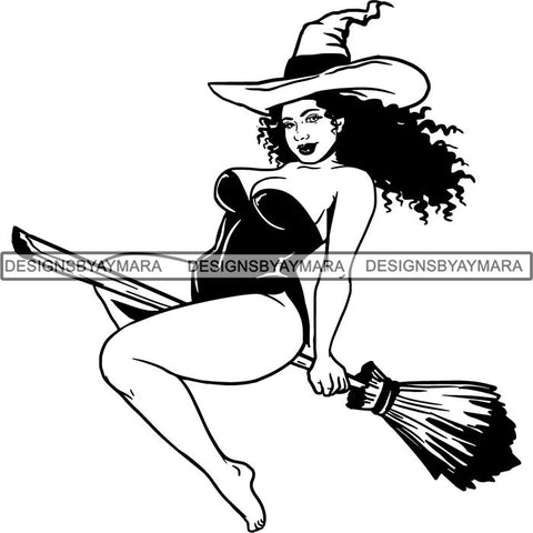 Afro Sexy Witches Halloween SVG Cutting Files For Silhouette Cricut and More