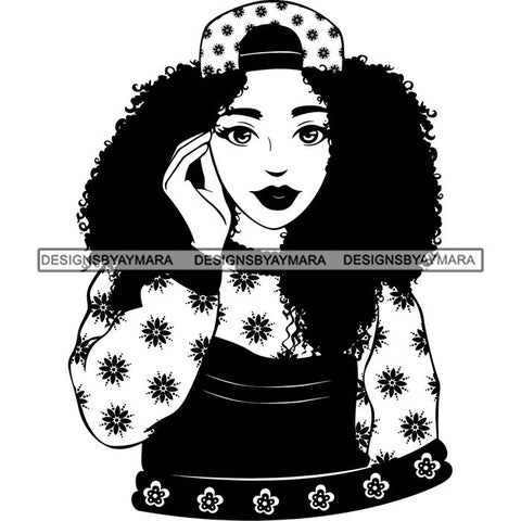 Afro Woman Kinky Hairstyle African American Beautiful Black Woman SVG Files For Cutting and More.