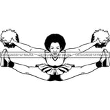 Afro Cheerleader Woman SVG Cutting Files For Silhouette Cricut and More