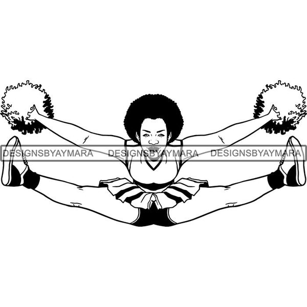 Afro Cheerleader Woman SVG Cutting Files For Silhouette Cricut and More