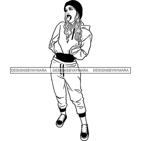 Fashion Woman Model Posing Summer Outfit Vogue Goddess Glamour Trendy Clothing Vector SVG Cutting Files