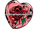 Red Rose Inside Of  Pink Heart JPG PNG Clipart Cricut Silhouette Cut Cutting