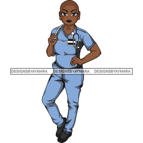 Afro Lola Nurse Medical Occupation SVG Cutting Files For Cricut Silhouette and More