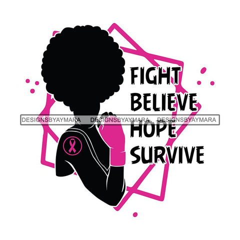 Strong Afro Woman SVG Cancer Survivor Cutting Files For Silhouette Cricut and More