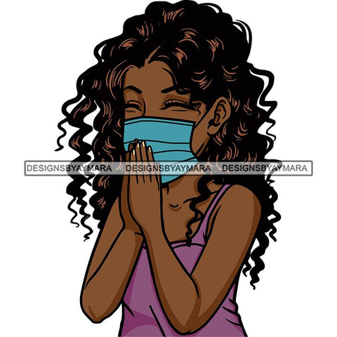 Black Woman Praying God Quotes Face Mask Begging Prayers Save Life Mujer Orando a Dios SVG Vector Clipart Cutting Files