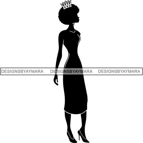 Black Afro Queen Silhouette Style SVG Cut Files