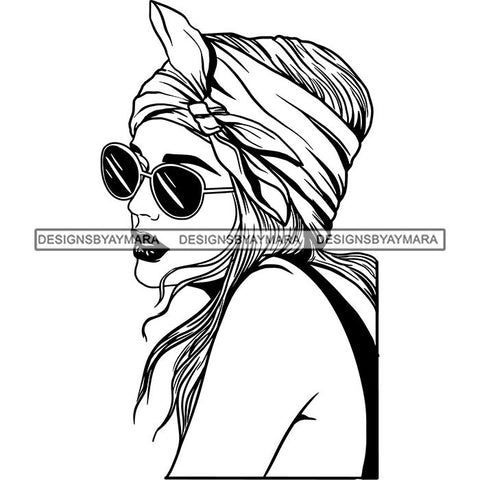 Beautiful Woman Turban Head Wrap Hairstyle SVG Files For Cutting and More!