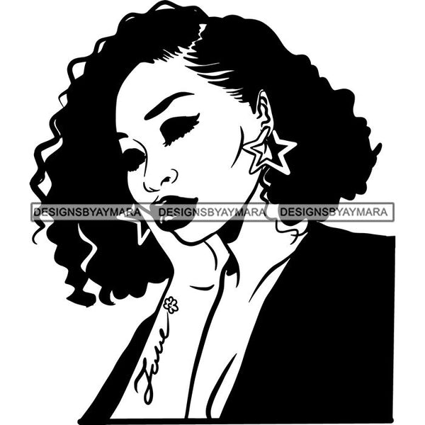Ebony Afro Woman Nubian Melanin Brown Skin Makeup Model Glasses Accesories SVG Cut Files