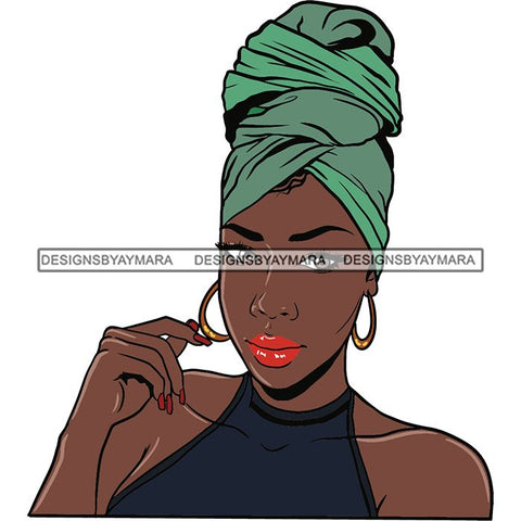 Beautiful Woman Turban Head Wrap Hairstyle SVG Files For Cutting and More!