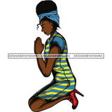 Afro Lola Praying God Lord Prayers Knee Forgiveness .SVG Clipart Cutting Files For Silhouette and Cricut and More!