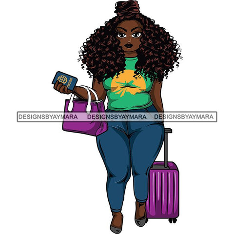 Afro Thick Curvy Lola Trip Vacation Mode Getaway .SVG Cutting Files For Silhouette and Cricut and More!