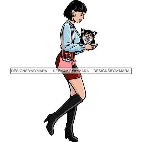 Beautiful Woman Dod Breed Chihuahua Pet Animal Best Friend Mascot Goddess SVG Cutting Files