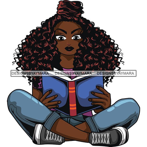 Afro Lola Reading Education Smart Woman .SVG Cutting Files For Silhouette Cricut and More!