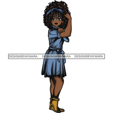 Afro Strong Lola Flexing We Can Do It Woman Power .SVG Cutting Files For Silhouette Cricut and More!