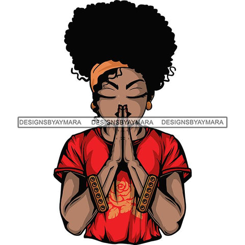 Afro Lola Praying God Lord Prayers In God We Trust .SVG Clipart Cutting Files For Silhouette and Cricut and More!