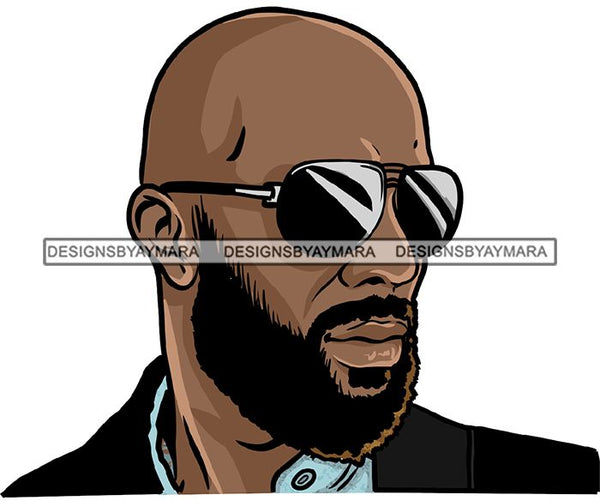 Attractive Black Man Bearded Hipster Model Fashion Male Guy Hombre Masculino Guapo Stylish Close-up Sexy Macho Manly SVG Files For Cutting