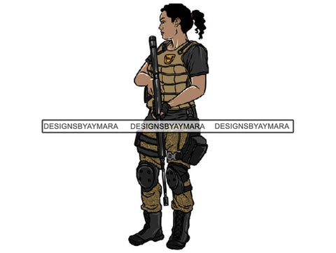 Military Woman USA Proud Melanin PNG Files For Print Not For Cutting