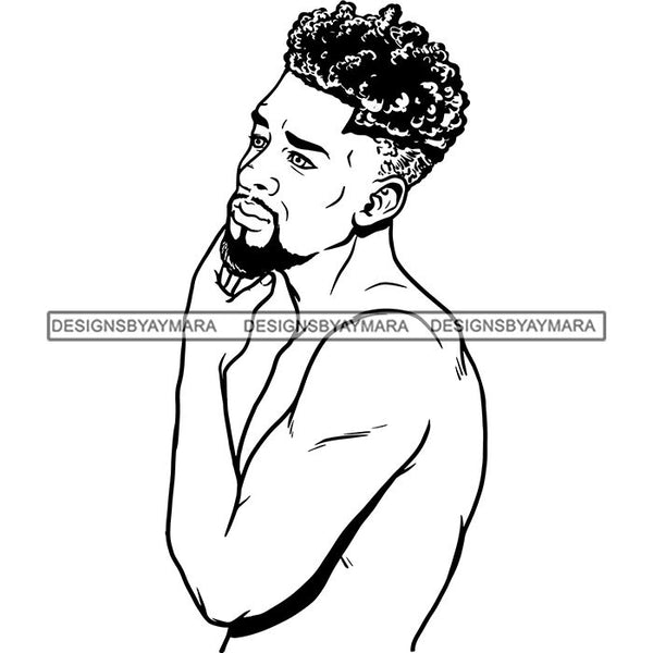 Attractive Man Bearded Hipster Model Fashion Male Guy Stylish Mustache Close-up Sexy Macho Manly SVG Files For Cutting