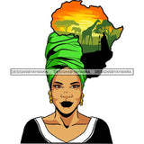 Safari Goddess Africa Continent African American Woman Savanna Animals Hair SVG Cutting Files.