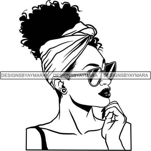 Afro Woman SVG Turban Head Wrap Cutting Files For Silhouette Cricut and More