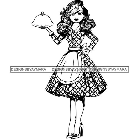 Afro Chef Lola Cooker Cooking Culinary Profession .SVG Clipart Vector Cutting Files For Circuit Silhouette Cricut and More!