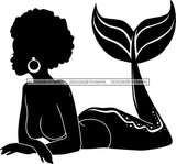 Afro Black Woman Mermaid Aquatic Creature  SVG Cutting File For Silhouette and Cricut