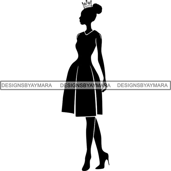 Black Afro Queen Silhouette Style SVG Cut Files