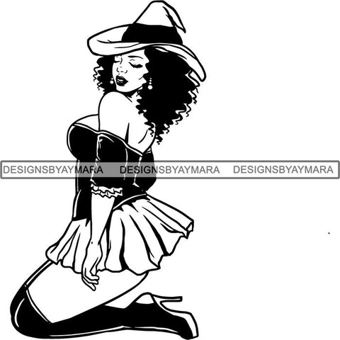 Afro Sexy Witches Halloween SVG Cutting Files For Silhouette Cricut and More
