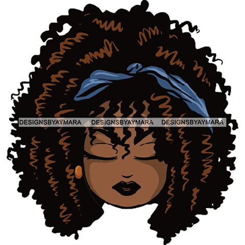 Afro Lola Cute Closed Up Face Eyes Close Meditation .SVG Clipart Vector Cutting Files