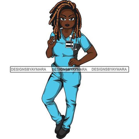 Afro Lola Nurse Medical Occupation SVG Cutting Files For Cricut Silhouette and More