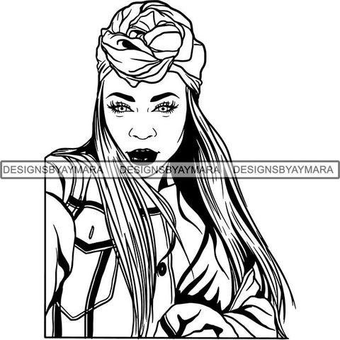 Beautiful Woman Turban Head Wrap Hairstyle SVG Files For Cutting and More!